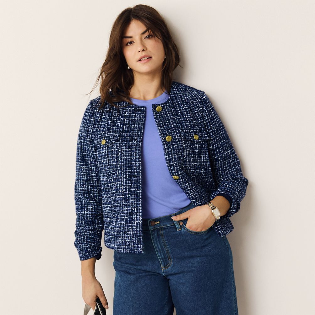 TWEED BOLD JACKET（ノーカラージャケット）｜BLUE×PALANG