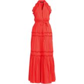 Women's Cotton Voile Halter Tiered Maxi Dress