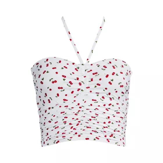 Women's Ruched Halter Midkini Top - primary