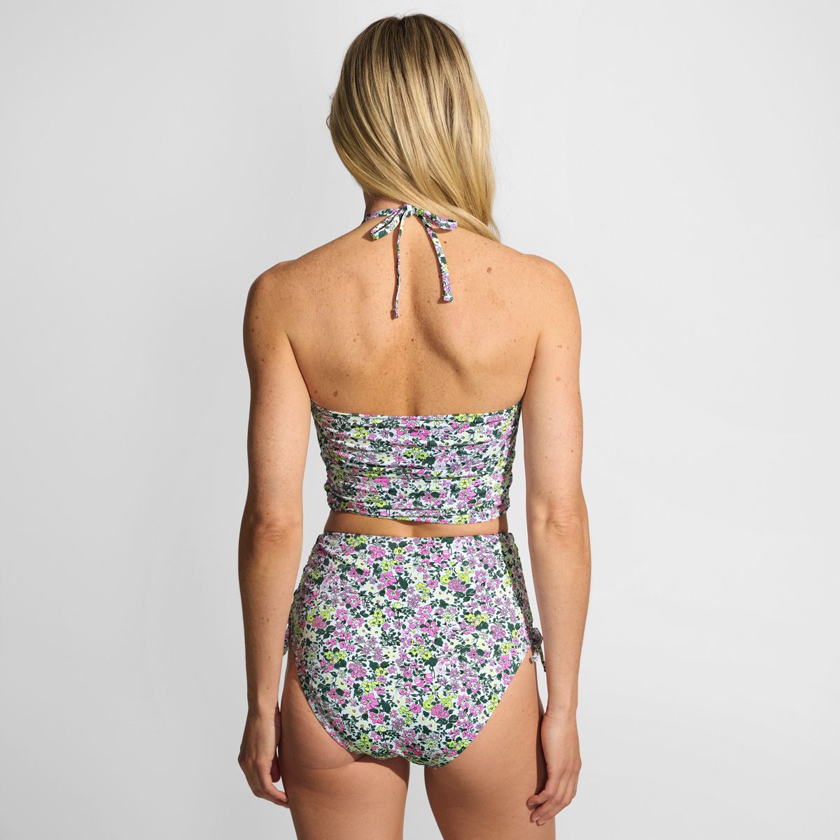 Womens Ruched Halter Tankini Top
