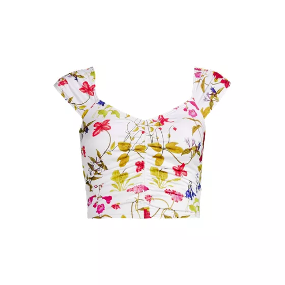Women's Ruched Cap Sleeve Midkini Top - primary