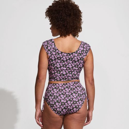 Women's Ruched Cap Sleeve Midkini Top - image 2