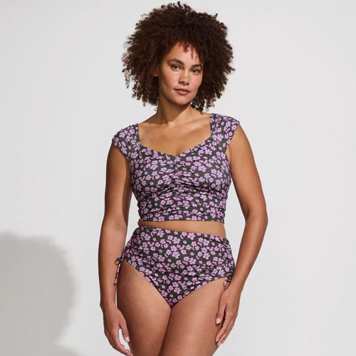 Women's Ruched Cap Sleeve Midkini Top - image 3