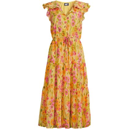 Women's Plus Size Ruffle Sleeve Chiffon Tiered Midi Dress - primary
