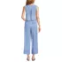 Women's Linen Sleeveless Embroidered Jumpsuit, Back