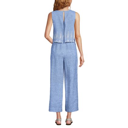Women's Linen Sleeveless Embroidered Jumpsuit - image 5