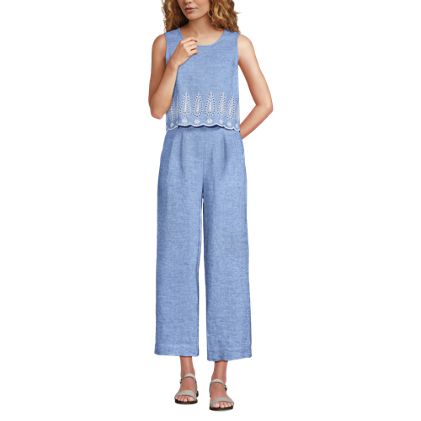 Women's Linen Sleeveless Embroidered Jumpsuit - image 4