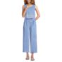Women's Linen Sleeveless Embroidered Jumpsuit