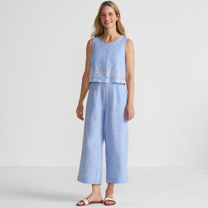 Women's Linen Sleeveless Embroidered Jumpsuit - image 2
