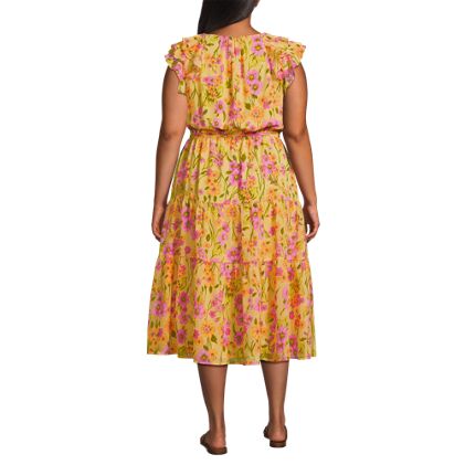 Women's Plus Size Ruffle Sleeve Chiffon Tiered Midi Dress - image 2
