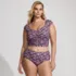 Women's Plus Size Ruched Cap Sleeve Midkini Top, Front