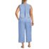 Women's Plus Size Linen Sleeveless Embroidered Jumpsuit, Back