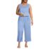 Women's Plus Size Linen Sleeveless Embroidered Jumpsuit, Front