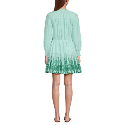 Women's Long Sleeve Eyelet Mini Popover Dress, Back