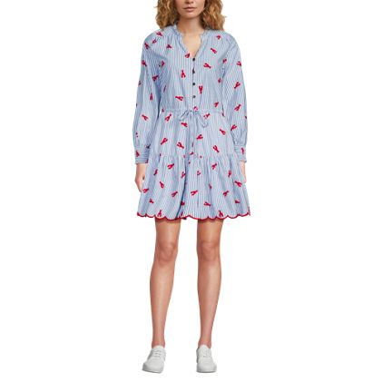 Women's Long Sleeve Eyelet Mini Popover Dress - image 2