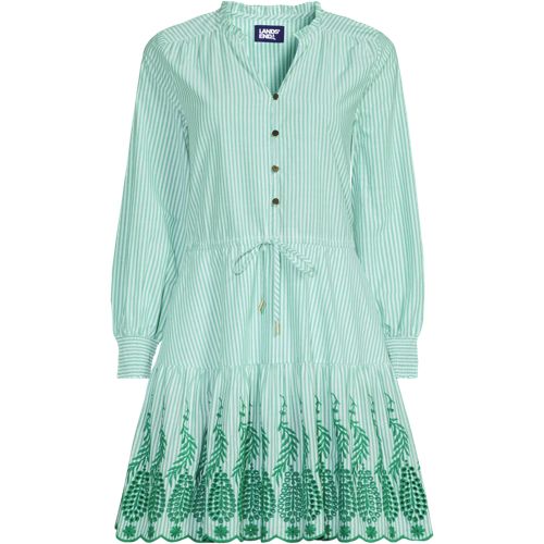 Women's Long Sleeve Eyelet Mini Popover Dress, Front