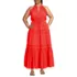 Women's Plus Size Cotton Voile Halter Tiered Maxi Dress, Front