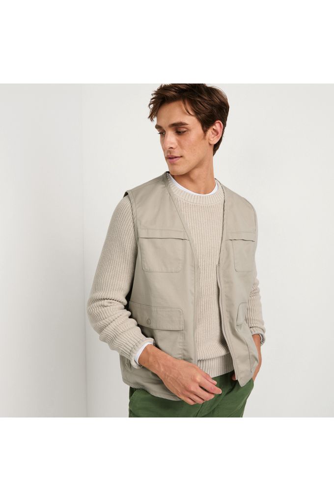 Lands' End Men's Lightweight Utility Vest In Gray