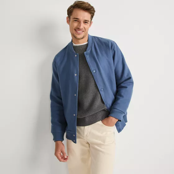 Men's Bonded Twill Varsity Jacket - primary