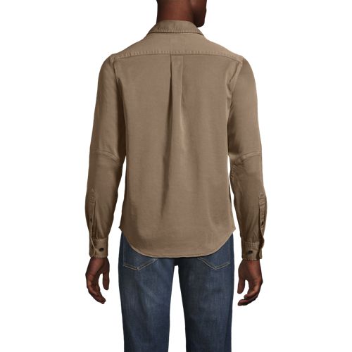  Lands' End Garngefärbte Hemdjacke, Herren, Größe:48-50 Regular, Braun, Elasthan/lyocell (viskose)/viskose, By Lands' End 