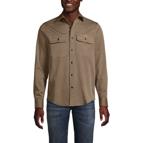  Lands' End Garngefärbte Hemdjacke, Herren, Größe:48-50 Regular, Braun, Elasthan/lyocell (viskose)/viskose, By Lands' End 
