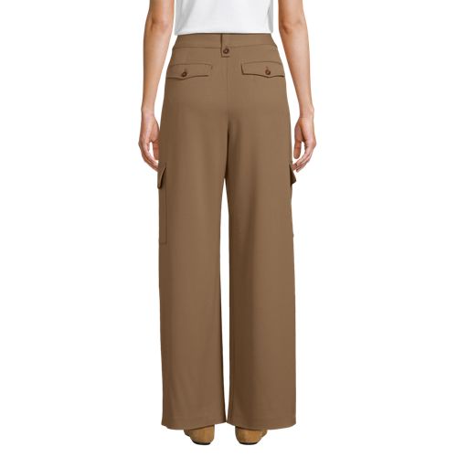 Women's Soft Polish Cargo High Rise Wide Leg Pants, Back