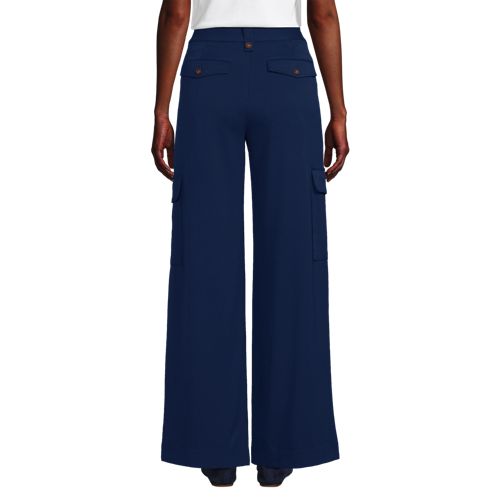  Lands' End Cargo-bundfaltenhose Mit Weitem Bein, Damen, Größe:34 Regular, Blau, Elasthan/viskose/viskose-mischung, By Lands' End 