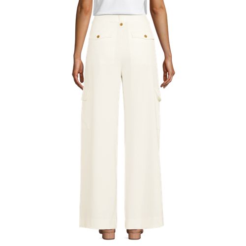  Lands' End Cargo-bundfaltenhose Mit Weitem Bein, Damen, Größe:34 Regular, Weiß, Elasthan/viskose/viskose-mischung, By Lands' End 