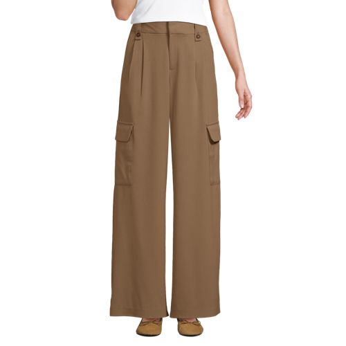 Women's Soft Polish Cargo High Rise Wide Leg Pants, Front