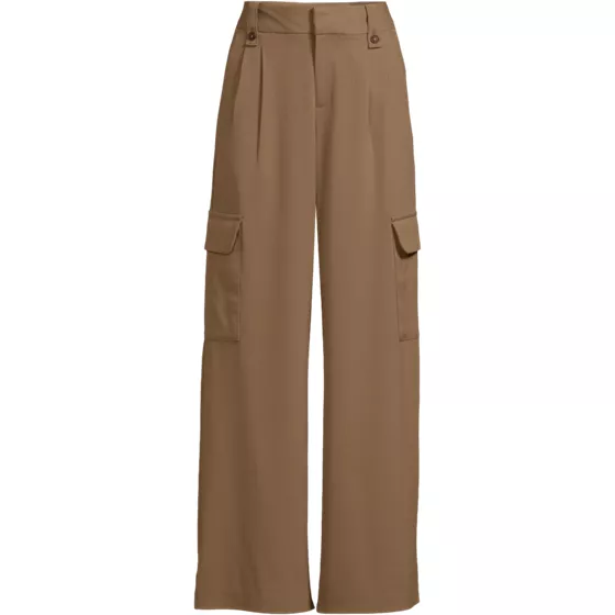 Women's Plus Size Soft Polish Cargo High Rise Wide Leg Pants - primary