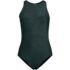 Women's Tugless Shine High Neck Portrait Back One Piece Swimsuit, Front