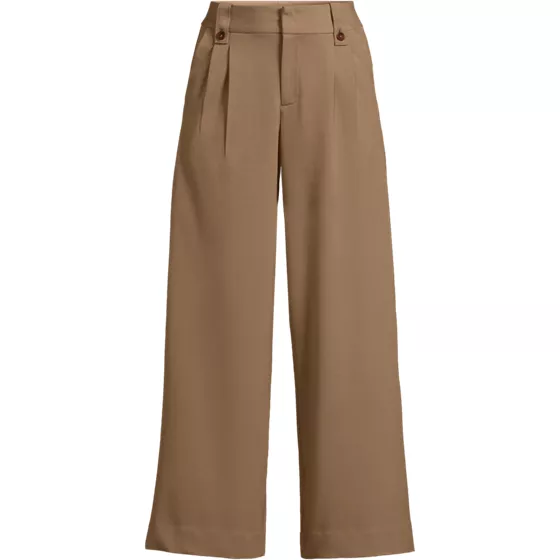 Women's Petite Soft Polish High Rise Wide Leg Crop Pants - primary