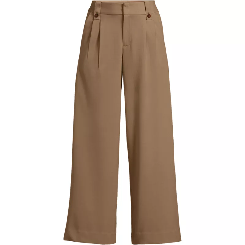 Women's Petite Soft Polish High Rise Wide Leg Crop Pants, Front
