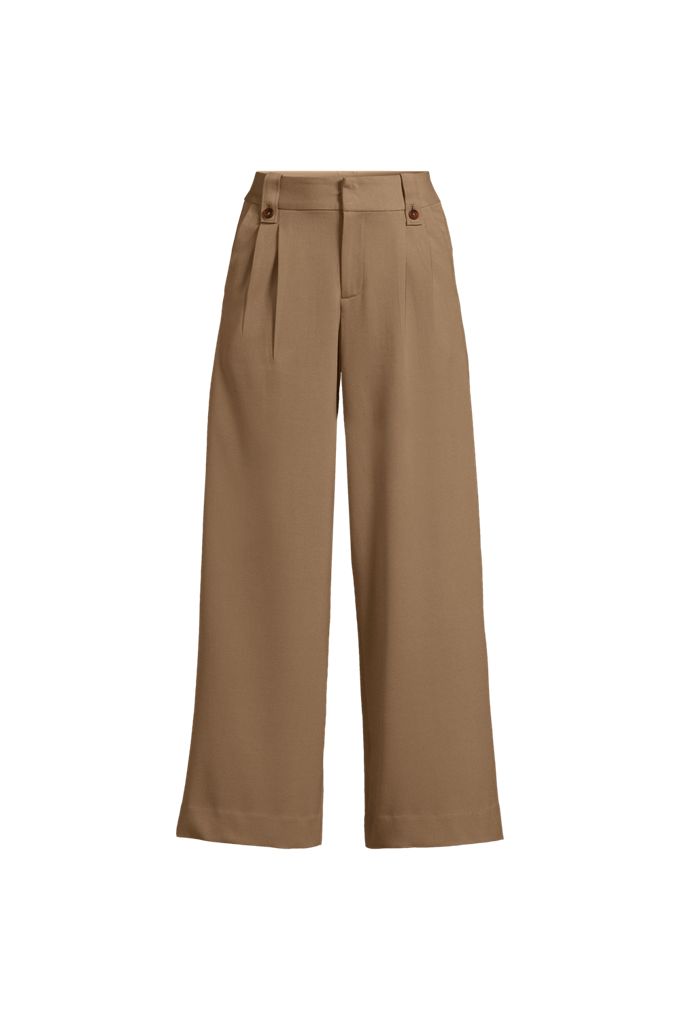 Lands' End Women's Petite Soft Polish High Rise Wide Leg Crop Pants In Tan