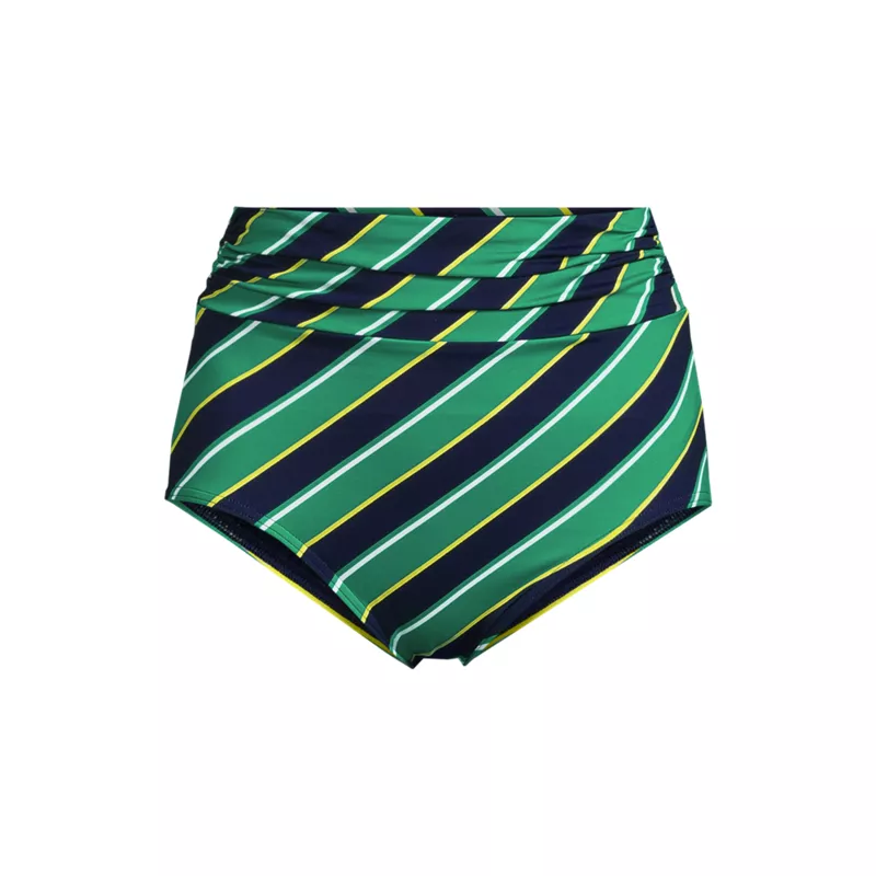 Women's Ruched High Waisted Full Coverage Bikini Bottoms, Front