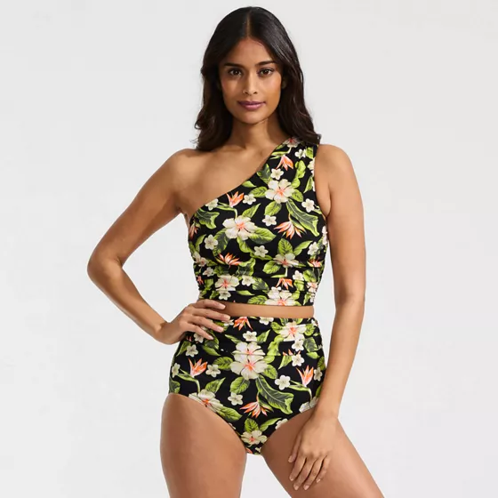 Women's Ruched High Waisted Full Coverage Bikini Bottoms - primary