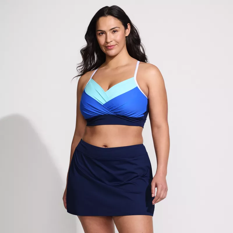 Women's Plus Size SlenderSuit Pleated Bikini Top, Front