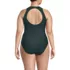Women's Plus Size Tugless Shine High Neck Portrait Back One Piece Swimsuit, Back