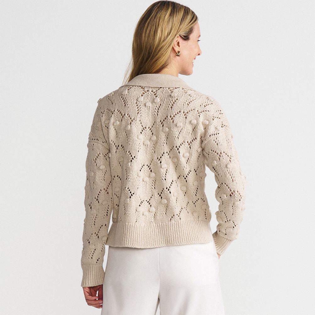 【NICK&NICOLE】 BOUCLE VASITY JUMPER / 追跡付 Women's Cotton Boucle Johnny Collar Textured Sweater | Lands