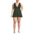 Women's Plus Size Mesh V-neck Mini Swim Dress Swimsuit, Front