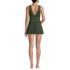 Women's Mesh V-neck Mini Swim Dress Swimsuit, Back