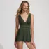 Women's Mesh V-neck Mini Swim Dress Swimsuit, Front