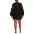 Women's Plus Size Long Sleeve Lace Mini Swim Cover-Up Dress, Back