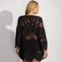 Women's Plus Size Long Sleeve Lace Mini Swim Cover-Up Dress, Back