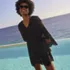 Women's Long Sleeve Lace Mini Swim Cover-Up Dress, alternative image