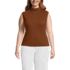 Women's Plus Size Cap Sleeve Drapey Rib Fitted Funnel Neck Tank, Front