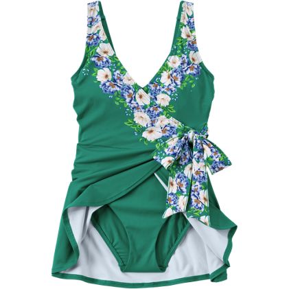 Women's Petite Side Tie Mini Swim Dress Swimsuit - image 1