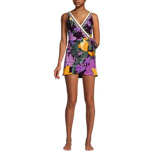 Women's Side Tie Mini Swim Dress Swimsuit, Front