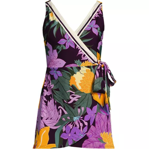 Women's Side Tie Mini Swim Dress Swimsuit, Front