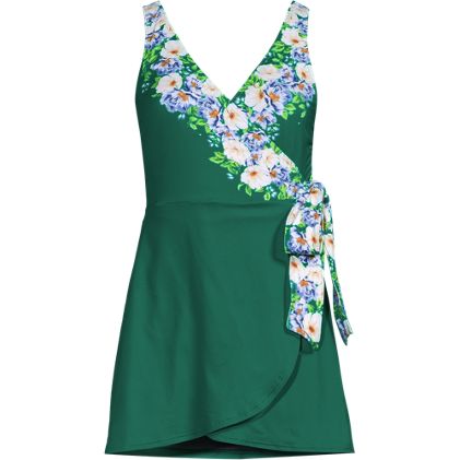 Women's Petite Side Tie Mini Swim Dress Swimsuit - primary